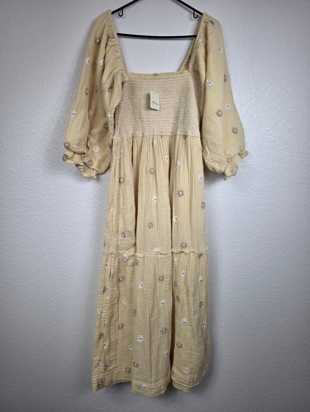 NWT Free People Embroidered Cotton Maxi Dress M/L